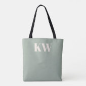Moderne Saliegroene Monogram Beginletters Geperson Tote Bag (Achterkant)