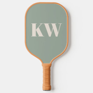 Moderne Saliegroene Monogram Eerste Letters Gepers Pickleball Paddle