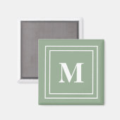 Moderne Saliegroene Monogram Magneet (Voorkant / Achterkant)