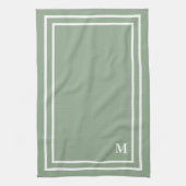 Moderne Saliegroene Monogram Theedoek (Verticaal)