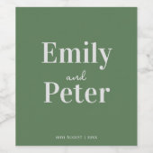 Moderne saliegroene persoonlijke bruiloft wijn etiket (Enkel label)