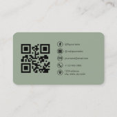 Moderne Saliegroene Persoonlijke Merk QR-code Visitekaartje (Achterkant)