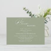 Moderne Saliegroene Proefbruiloft Dinner Kaart (Staand voorkant)