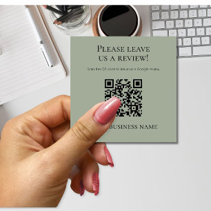 Moderne Saliegroene QR-code Google Review Vierkante Visitekaartje