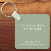 Moderne Saliegroene QR-code Zakelijke Promotie Sleutelhanger (Voorkant)