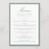 Moderne saliegroene rand bruiloft menu (Voorkant)
