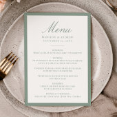 Moderne saliegroene rand bruiloft menu