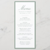 Moderne saliegroene rand trouwmenu menu (Voorkant)