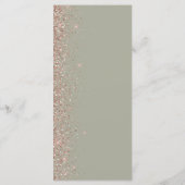 Moderne saliegroene roze gouden glinsterende rand menu (Achterkant)