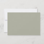 Moderne saliegroene script bruiloft RSVP kaartje (Achterkant)
