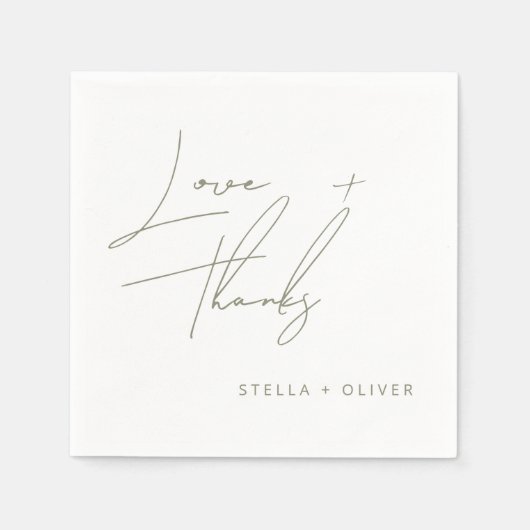 Moderne saliegroene script dank papier servet (Voorkant)