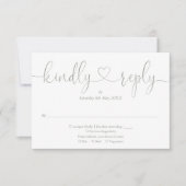 Moderne saliegroene script hart vriendelijke react RSVP kaartje (Voorkant)