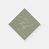 Moderne saliegroene script 'Liefde Dank' papier Servet (Hoek)