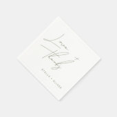 Moderne saliegroene script love thanks papier servet (Hoek)