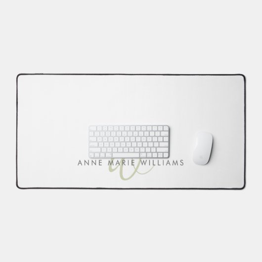Moderne Saliegroene Script Monogram Bureaumat (Keyboard & Muis)