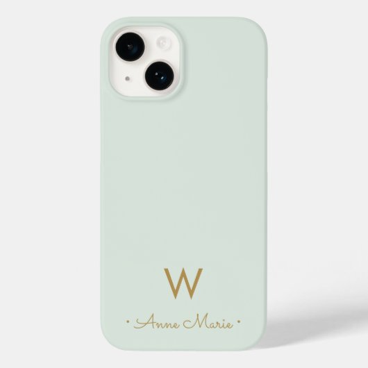 Moderne saliegroene script monogram Case-Mate iPhone case (Achterkant)