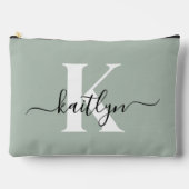 Moderne saliegroene script monogram etui (Voorkant)