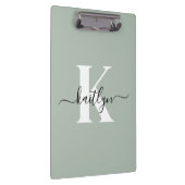 Moderne saliegroene script monogram klembord (Rechts)