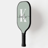 Moderne saliegroene script monogram pickleball paddle (Links)