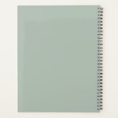 Moderne saliegroene script monogram planner (Achterkant)