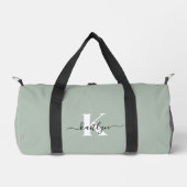 Moderne saliegroene script monogram plunjezak (Voorkant)