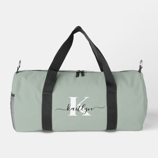Moderne saliegroene script monogram plunjezak (Achterkant)