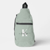 Moderne saliegroene script monogram sling bag (Voorkant)