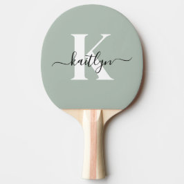 Moderne saliegroene script monogram tafeltennisbatje