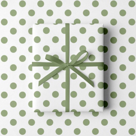 Moderne saliegroene stippenpatroon cadeaupapier