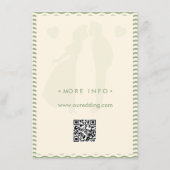 Moderne saliegroene streep QR-code huwelijksdetail Informatiekaartje (Achterkant)