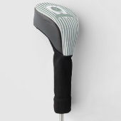 Moderne saliegroene strepen naam initiaal monogram golfheadcover (Schuin)