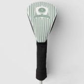 Moderne saliegroene strepen naam initiaal monogram golfheadcover (Voorkant)