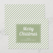 Moderne saliegroene strepen vrolijk kerstfeest briefkaart (Voorkant / Achterkant)