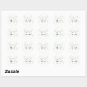Moderne saliegroene strik waterverf monogram bruil ronde sticker (Vel)