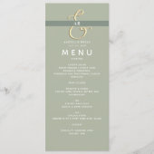 Moderne saliegroene trouwmenu menu (Voorkant)