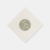 Moderne saliegroene trouwmonogram servetten (Hoek)