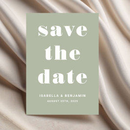 Moderne saliegroene typografie bruiloft save the date