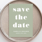 Moderne saliegroene typografie bruiloft save the date
