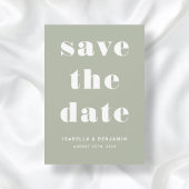 Moderne saliegroene typografie bruiloft save the date