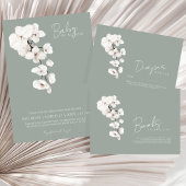 Moderne saliegroene witte orchidee baby shower kaart
