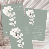 Moderne saliegroene witte orchidee bruidsdouche kaart