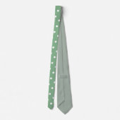 Moderne saliegroene witte stippenpatroon stropdas (Achterkant)