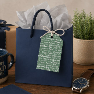 Moderne saliegroene witte typografie Vaderdag Cadeaulabel