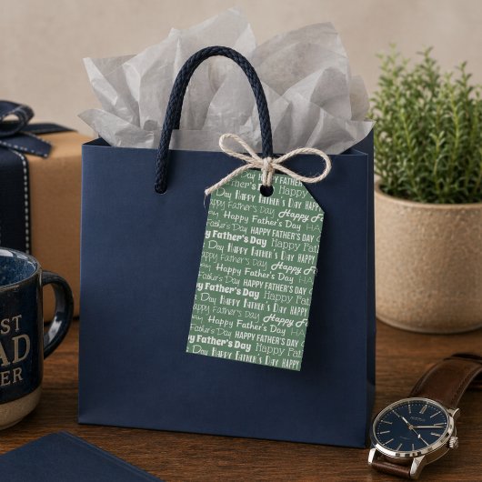 Moderne saliegroene witte typografie Vaderdag Cadeaulabel
