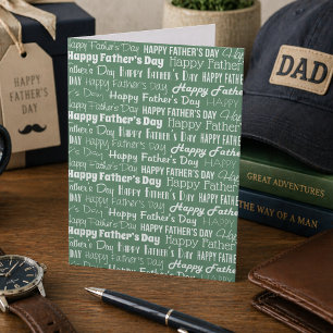 Moderne Saliegroene Witte Typografie Vaderdag Kaart