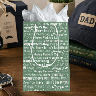Moderne saliegroene witte typografie Vaderdag Medium Cadeauzakje