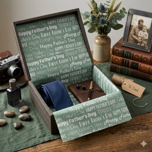 Moderne saliegroene witte typografie Vaderdag Tissuepapier