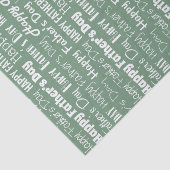 Moderne saliegroene witte typografie Vaderdag Tissuepapier (Detail)