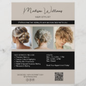 Moderne Salon Hair Stylist Services QR Flyer (Voorkant)
