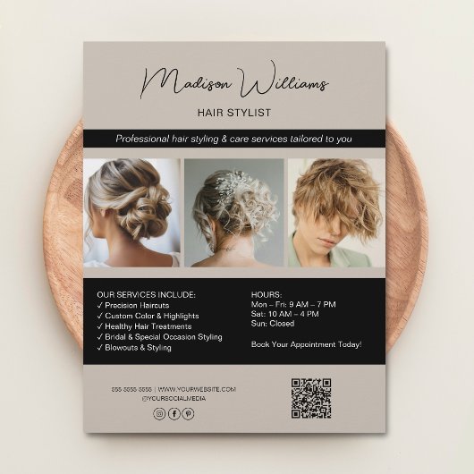 Moderne Salon Hair Stylist Services QR Flyer